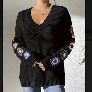 Retro 70s Style Granny Square Sweater